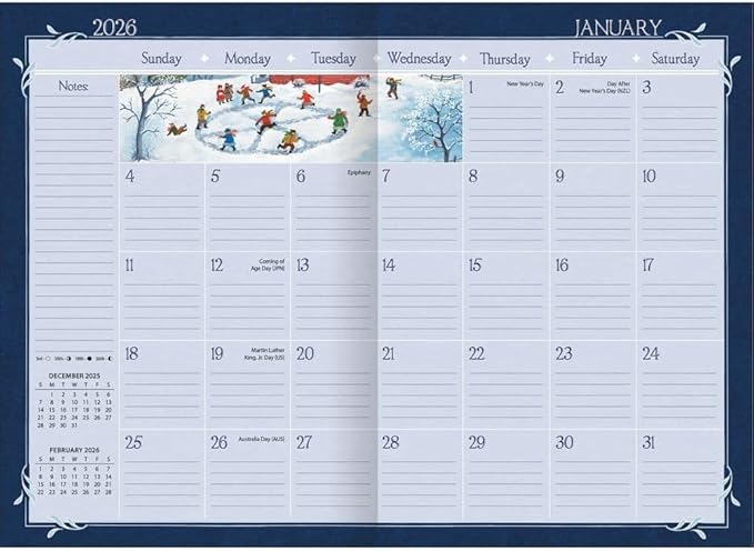 Lang, Lang Folk Art Monthly 2026 Pocket Planner, 4.9'' X 6.6'', Weekly Calendar with Wire-O Binding