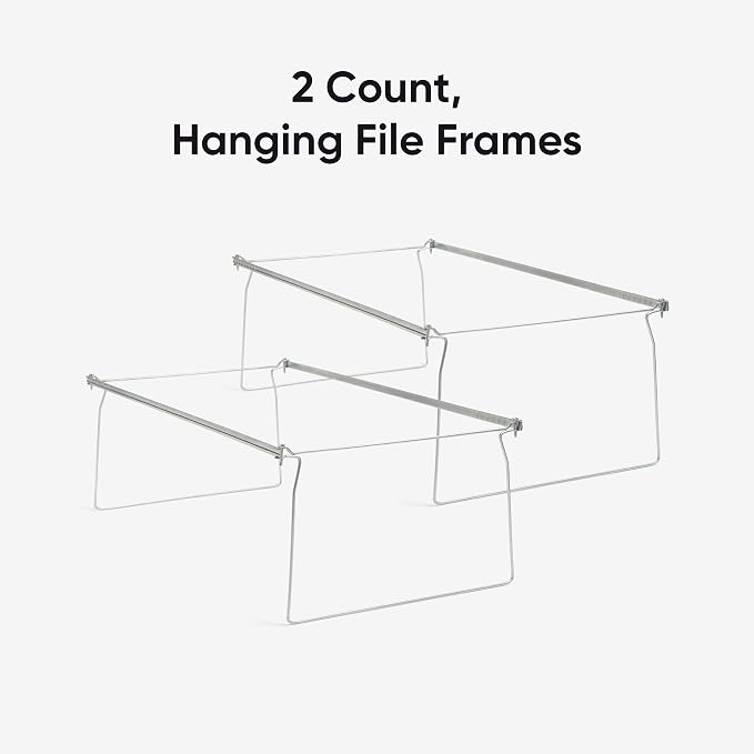 Smead Steel Hanging File Folder Frames, 2 Count, Gray, Adjustable Depth 23" to 27", Legal Size (64873)