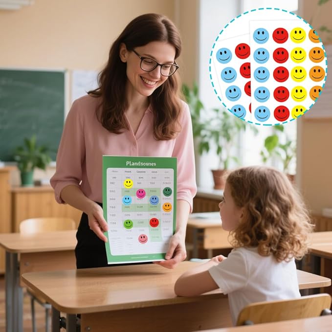 6000 Pcs Smiley Face Stickers, 50 Sheets Small Happy Face Sticker 10 Colors Mini Face Sticker Round Colorful Reward Stickers for Kids Classroom Behavior Chart Decals for Students Teachers Supplies