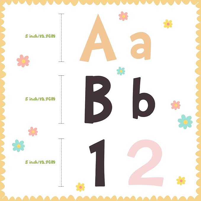 Tenare 268 Pcs Large Bulletin Board Letters 5 Inch Alphabet Combo Set, Chalkboard Poster Letters Cutouts for Board Display Craft Home Wall Decor(Boho Color)