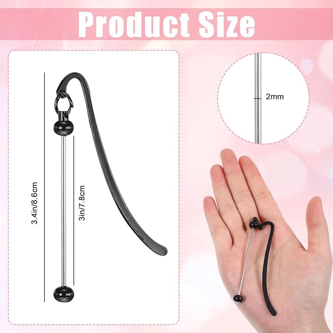 12Pcs Beadable Bookmarks, DIY Metal Bookmark Making Kit, Bar Blank Bookmarks to Decorate, Beadable Items, Modern Craft Jewelry Pendant Charm Gifts for Book Lovers Teacher Student Office Supplies