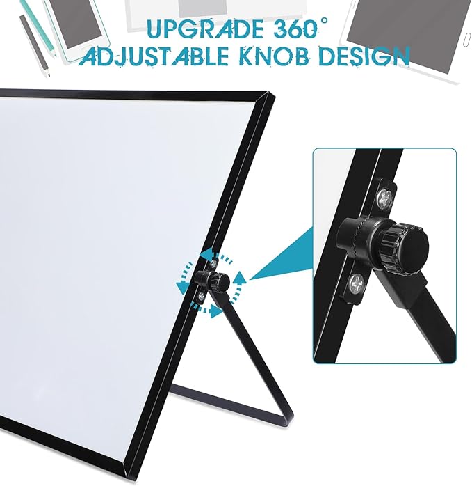 3 Pcs Dry Erase Whiteboard 16" x 12" Desktop Whiteboard Calendar Double Sided Magnetic White Board Dry Erase Board with Stand Portable Planning Panels for Home Office School to Do List (Black Frame)