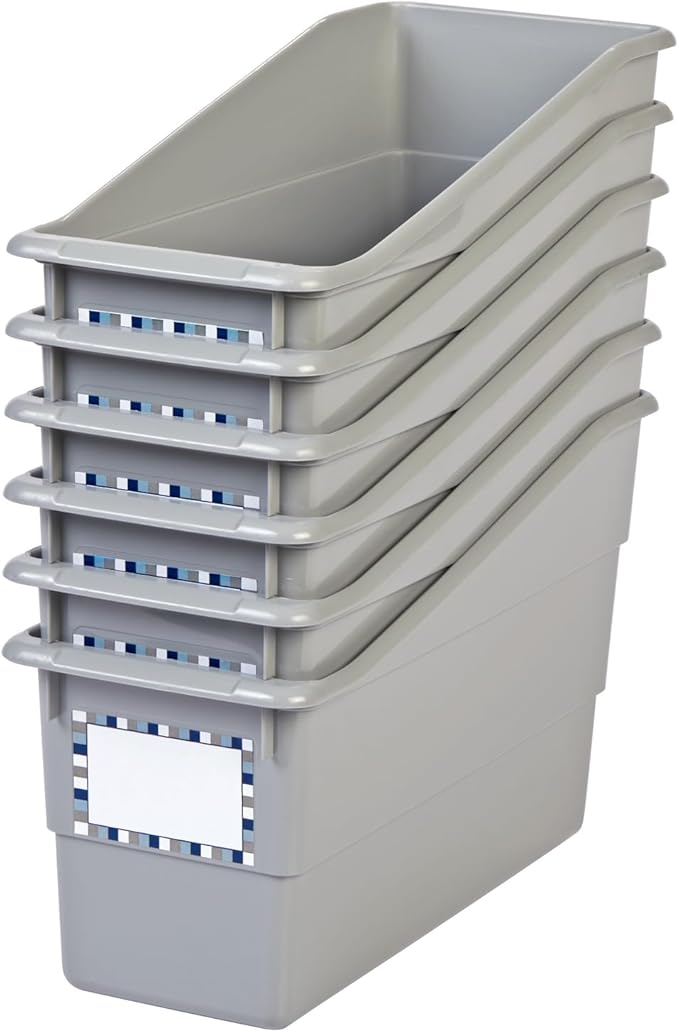 Really Good Stuff Durable Book and Binder Holder - 6pack, Pebble Color, 5 ?" x 12 ?" x 7 ?", Classroom Organization, Storage Solution, Sturdy and Versatile
