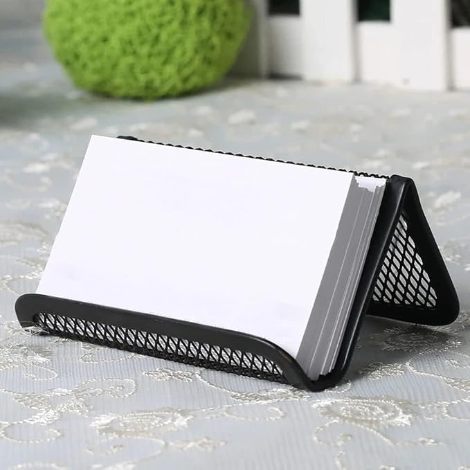 1pc Black Metal Business Card Display Holder,Office Desktop Credit Name Card Case,Office Card Collection Organizers Desk Storage Stand Index Card Filing Products,Desk Accessories