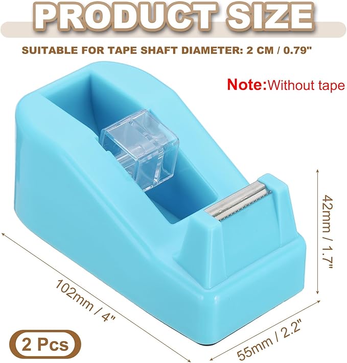 PATIKIL 2pcs Tape Dispenser Desk, Small Tape Dispenser Cute Desktop Dispenser Holder for Tape Office Desktop, Light Blue