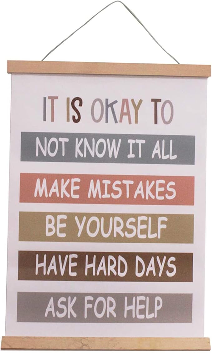BUPOfromcn It is Okay - Boho Classroom Decor Classroom Poster Classroom Quotes Be Yourself Playroom Decor Child Art Teacher Gift Poster Classroom Wall Art Prints 12x16 School Bedroom Crafts
