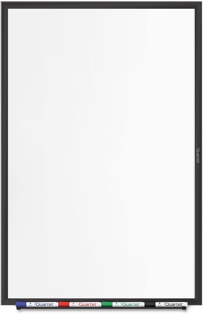 Quartet Dry Erase White Board 24"W x 18"H Magnetic Whiteboard, Nano-Clean, Black Aluminum Frame (SM531B)