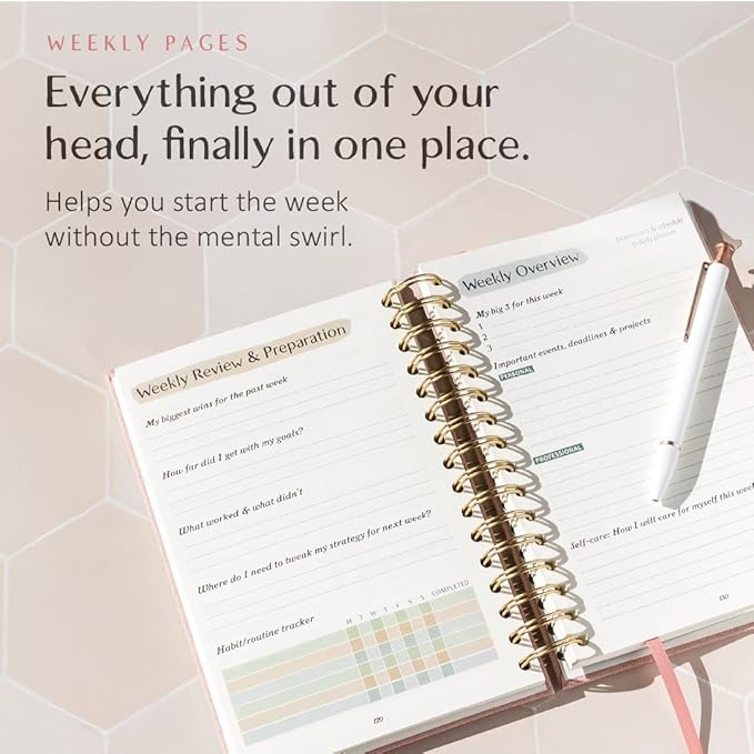 The ADHD Planner - Undated Daily Weekly Schedule Organizer Journal for Disorganized People - Habit Tracker Record Emotions & Mood - Academic Goals - Structure & Focus for Adults Brains (Spiral) (Red)