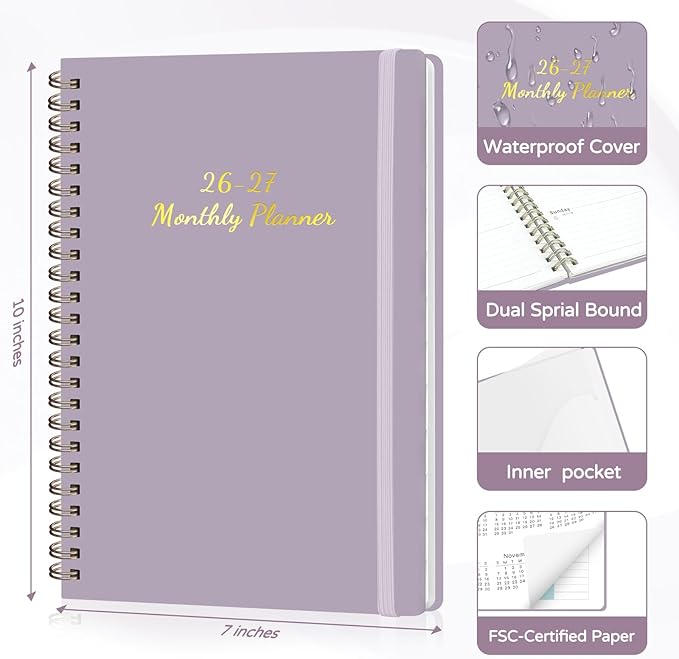 Monthly Planner 2026-2027, 2 Year Calendar 2026-2027 (Jan 2026 - Dec 2027), 7" x 10", 26-27 Monthly Calendar Planner, 24-Month Planning Book for Home School Office Supplies