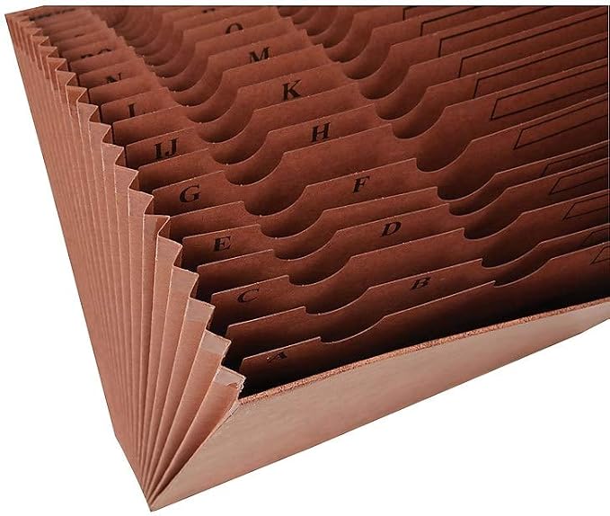 Staples Letha‑Tone Expanding File, A–Z Alphabetical Index, 21‑Pocket Organizer, Letter Size, Brown Redrope