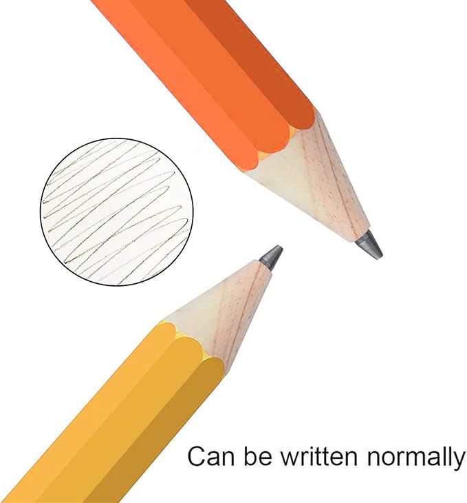 BUSHIBU Giant Pencil, 14 Inch Big Jumbo Pencils, Funny Oversized Huge Comically Large Pencil with Cap for Prop/Gifts/Decor(Yellow/Orange)