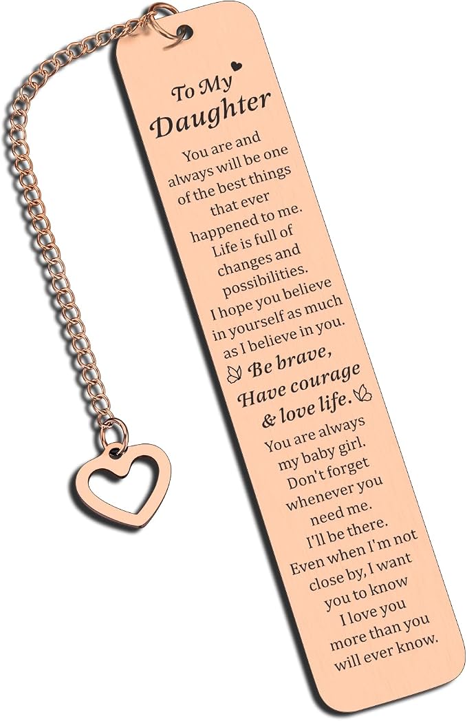 Daughter Bookmark, Dorm Room Essentials for Women, 5th 6th Graduation Daughters Gift from Mom Dad, Sweet 16 18 Gifts for Daughters, Graduation Gifts for College Girls Cute Stuff