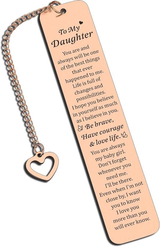 Daughter Bookmark, Dorm Room Essentials for Women, 5th 6th Graduation Daughters Gift from Mom Dad, Sweet 16 18 Gifts for Daughters, Graduation Gifts for College Girls Cute Stuff