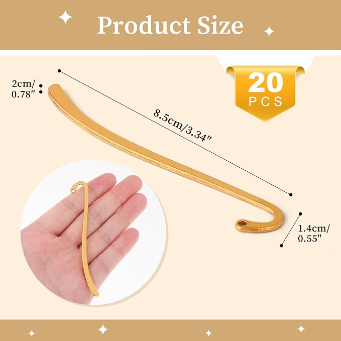 20pcs Metal Bookmarks Beading Vintage Bookmark, Retro Bookmarks with Hook for Adults, Kids, Teacher Student Reading and Enthusiasts Gifts
