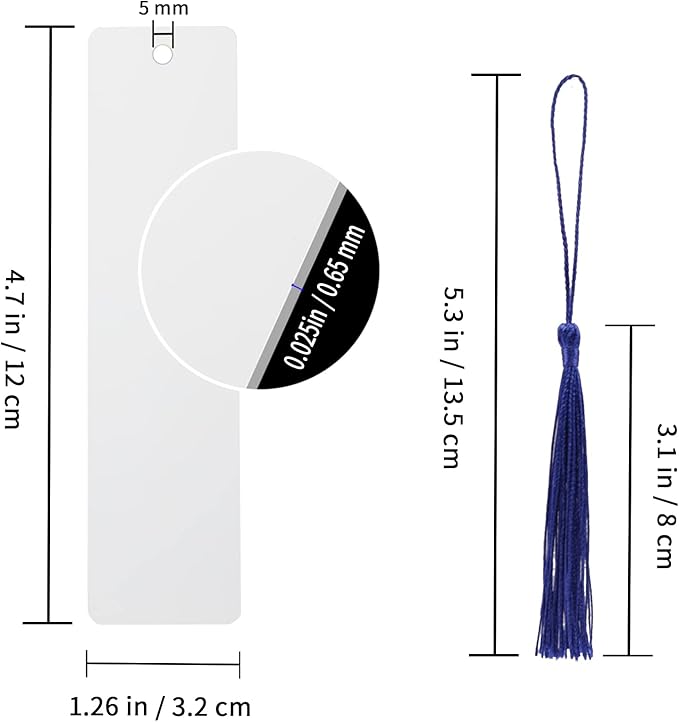 GEKIXUTP 80 Pcs Sublimation Bookmark Blank Heat Transfer Aluminum Metal Bookmarks Bulk DIY Bookmarks with Hole and Colorful Tassels for Crafts,Personalized Tassels Blank Bookmarks, White