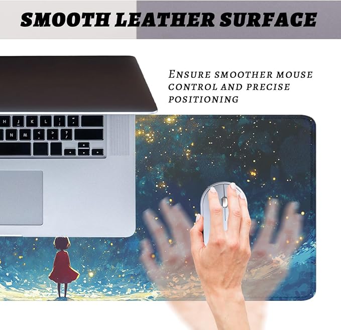 Cosmic Fantasy Desk Pad Mouse Pad Starlight Girl Galaxy Dream Large Gaming Mouse Mat with Stitched Edges,Non-Slip Waterproof Rubber Base Mous Mat Office Computer Keyboard 31.5"x11.8"