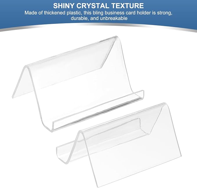 PATIKIL Business Card Holder for Desk, 2Pcs Acrylic Business Card Holders Shine Card Stand Organizer Cards Display for Office Exhibition, Clear