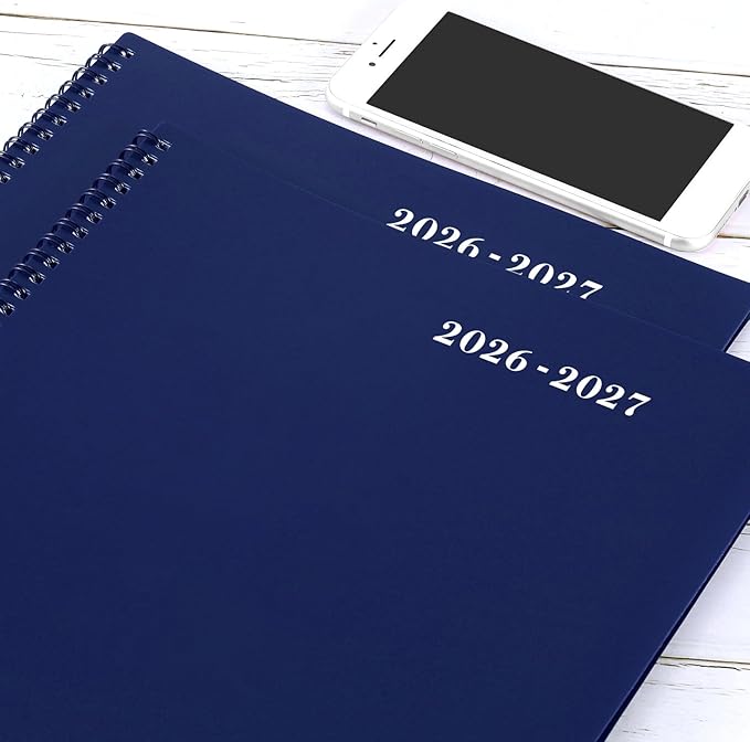 2026-2027 Monthly Planner - Planner/Calendar 2026-2027, JUL 2026 - DEC 2027, 9" x 11", 18 Monthly Planners with Tabs, Pocket, Label, Contacts and Passwords, Twin-Wire Binding- Navy Blue