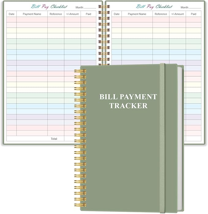 Bill Payment Checklist - Monthly Bill Organizer & Planner for Personal Budgeting Financial, Bill Payment Tracker Notebook, 5.8" x 8.5", Green