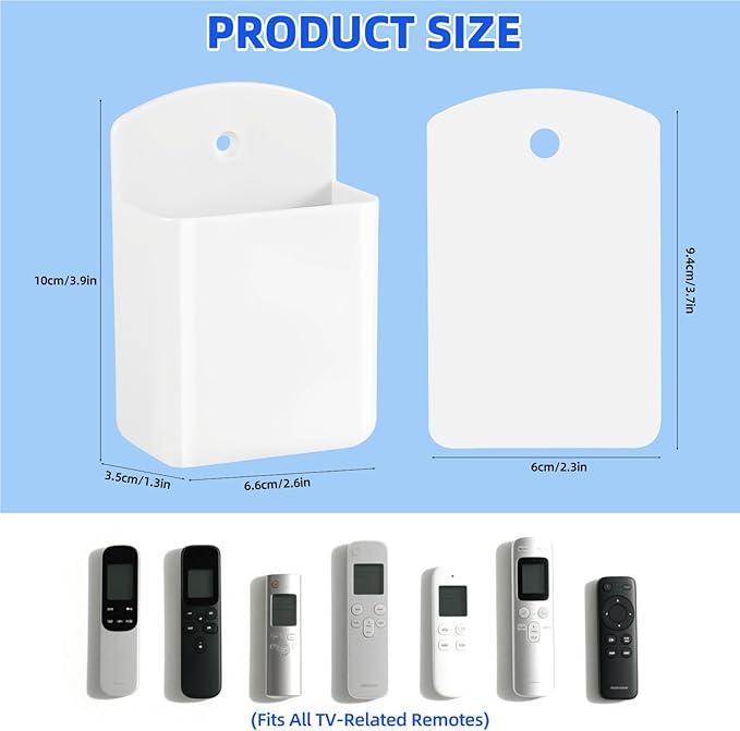 Leinuosen 24 Pcs Remote Control Holder Wall Mount Self Adhesive TV Controller Holder White TV Remote Organizer Wall Pen Organizer for Home Office School Storage Accessories