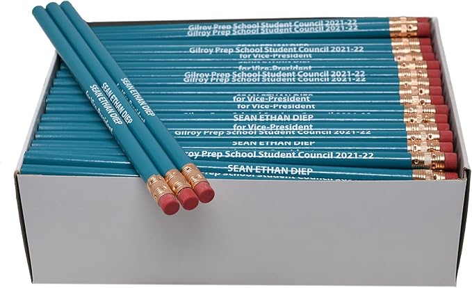 Pencil Guy Promotional Personalized Imprinted Teal Round Pencils 144 to a box. 19 color(s) to choose from!