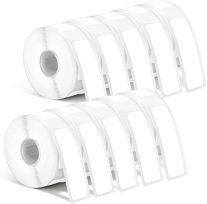10 Rolls D30 Labels, 1600pcs 12x40mm Label Tape White Thermal Labels Printer Sticker Paper, Self-Adhesive Waterproof Laminated Stickers for Office Household Supplies