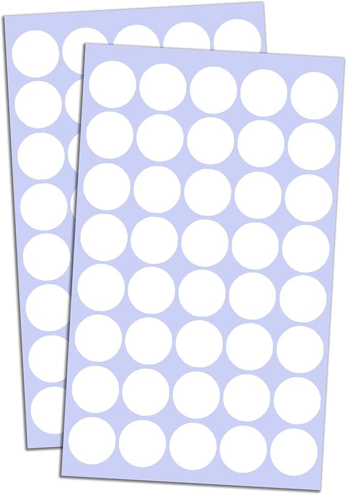 TownStix 2000 Pack, 3/4" Round Colored Dot Stickers Circle Labels - White