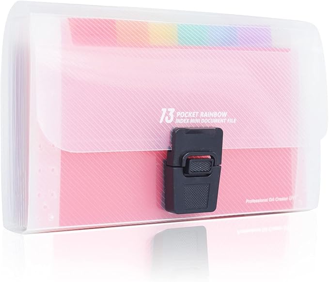 Accordian File Organizer, Coupon Organizer, Folder Organizer Mini Organizer Wallet for Coupons, Receipts, Cash, Tax Item or Changes,7x4.5 in 13 Pockets with Tabs Check Case(Caise)