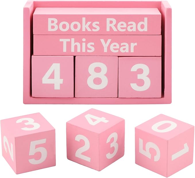 Books Read This Year Counter, Book Counter Sign Up to 999 Bookish Accessories, Books Read This Year Tracker for Reading Goal Display, Reading Challenge Gift for Readers(Color:Pink)