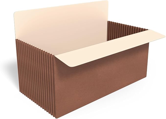 Staples Recycled Reinforced File Pockets, Letter Size, Extra‑Wide 7‑Inch Expansion, Heavy‑Duty Brown Accordion Folders – 10/Carton