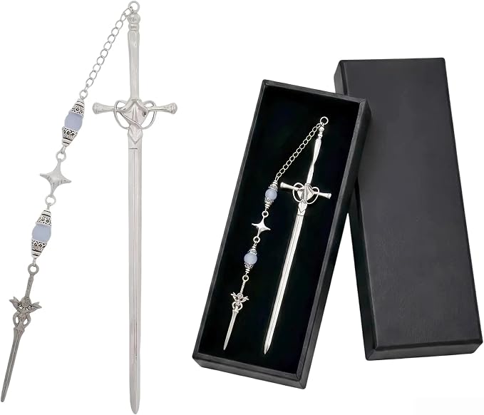 Charm Sword Star Bookmark - Fantasy Metal Book Mark with Crystal Beads Aesthetic Page Marker Gifts for Reading Lover Women Men Girls Kids Students Teachers Bookish Birthday School Office