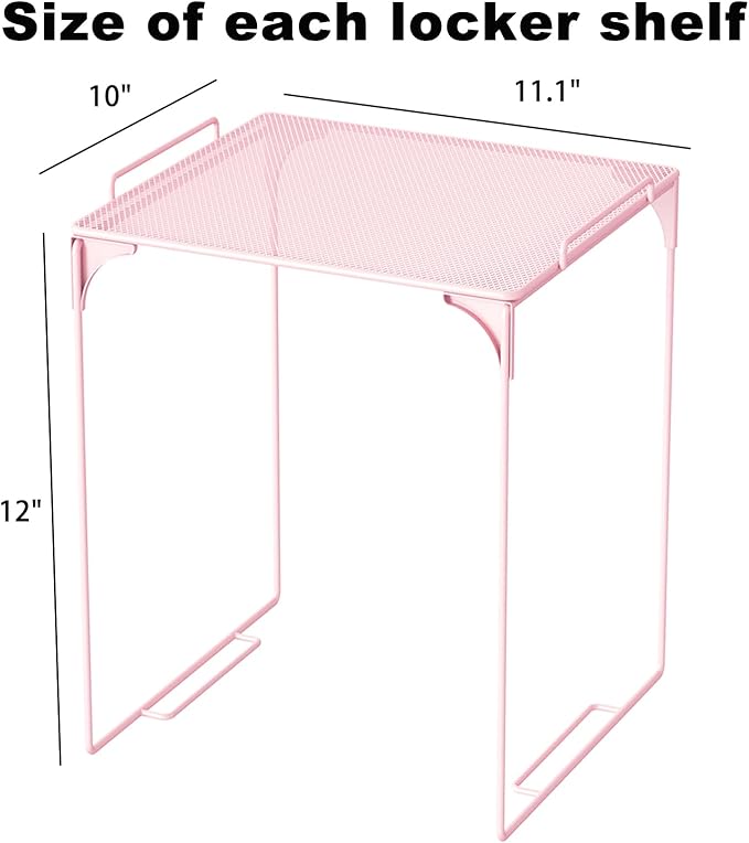 Svartur Shelf Pack, 2, Metal, Contemporary, Pink, Stackable, Space Saving, for School Locker Organizing