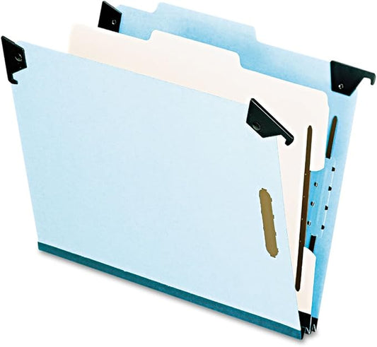 Pendaflex 59251 Pressboard Hanging Classi-Folder, 1 Divider/4-Sections, Letter, 2/5 Tab, Blue