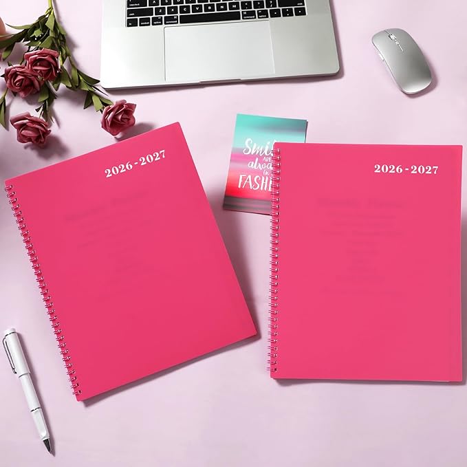 2026-2027 Monthly Planner - JUL 2026 - DEC 2027 Monthly Planner/Calendar 2026, 18 Month Planners with Tabs & Pocket & Label, Contacts and Passwords, 9" x 11", Thick Paper, Twin-Wire Binding - Rose Red