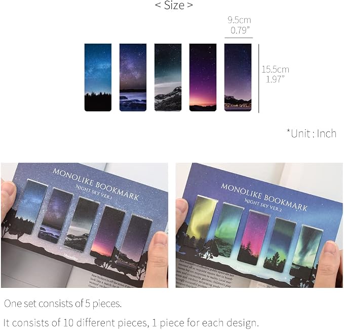 Monolike Magnetic Bookmarks Night Sky ver.1 + ver.2, 10 Pieces