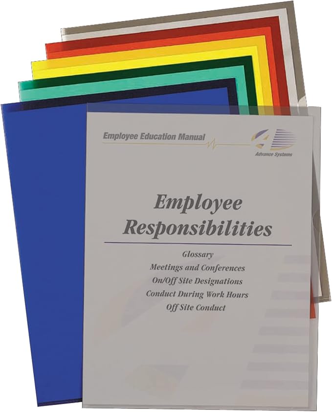 C-Line Colored Project Folders, Heavyweight Poly, Holds Materials up to 8.5 x 11 Inches, Assorted Colors, 25 per Box (62130), Letter Size