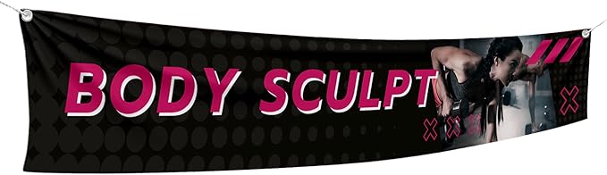 Body Scullpt Large Banners and Signs for Outdoor by Mavis Printing-Polyester Banner with 4 Holes for Easy Hang Indoor & Outdoor|4x1 Feet HD Print Sign to Promote Church| Made in USA