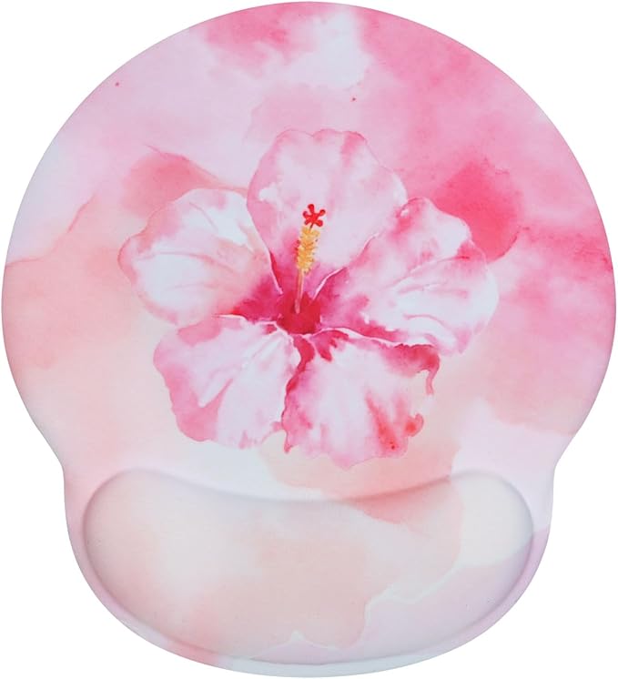 Lily Floral Mouse Pad Wrist Support Wrist Rest, Flower Ergonomic Mouse Pad with Non-Slip Base for Office Gaming Working Computers,Desk Accessories Pain Relief Mouse Mat, Pink