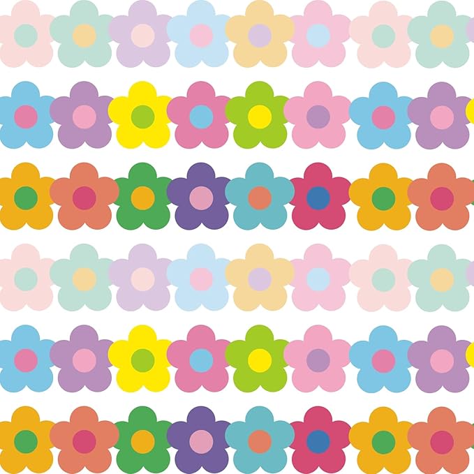 75Ft Spring Flower Bulletin Board Borders, Boho Pastel Bulletin Board Classroom Decorations Colorful Floral Spring Summer Decorations for School Home Office Chalkboard Wall Door Decor Party Supplies