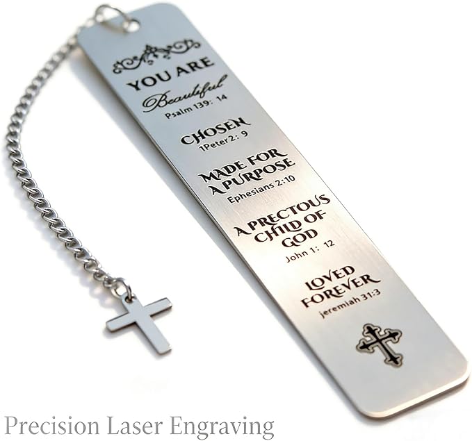 Bible Bookmark Metal Bookmarks Christian Gift for Women Men Girls Boys Baptism and First Communion Graduation and Back to School Religious Inspirational Scripture Verse Bookmark for Book Lovers