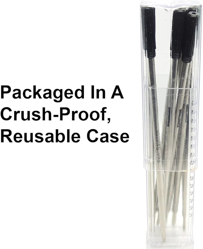 10 Pack, Pen Savings Ballpoint Pen Refills Compatible with Cross Ballpoint Pens, Medium, Bulk Packed (5 Black / 5 Blue)