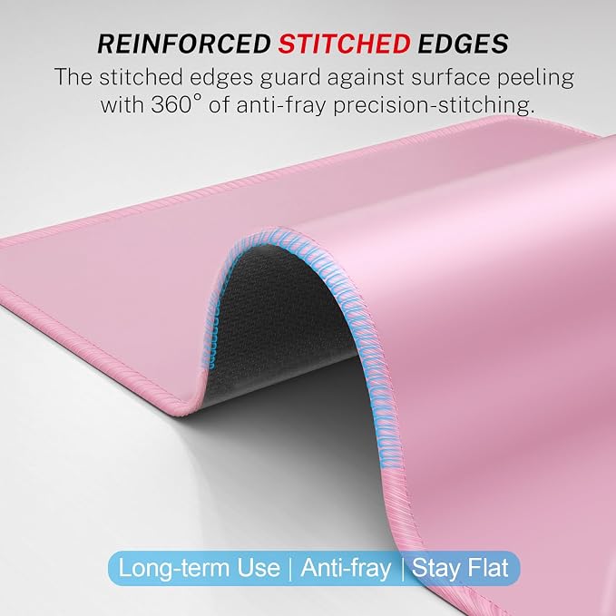 MROCO Essential Office & Gaming Mouse Pad, 8.5 x 11 Inch, Pale Pink | Anti-Fray Stitched Edges, Functional Pattern Design, Non-Slip Rubber Base, Water and Stain Resistance