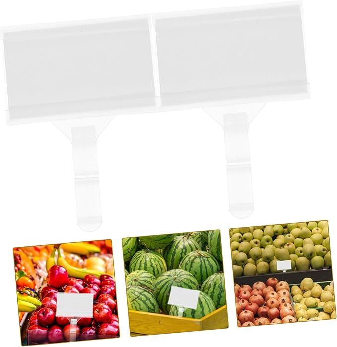 ULTECHNOVO 100pcs Hook Style Plastic Shelf Label Holders for Supermarket Retail Store Price Tags for Pantry Fridge Bookshelf Labels Easy Install Replace