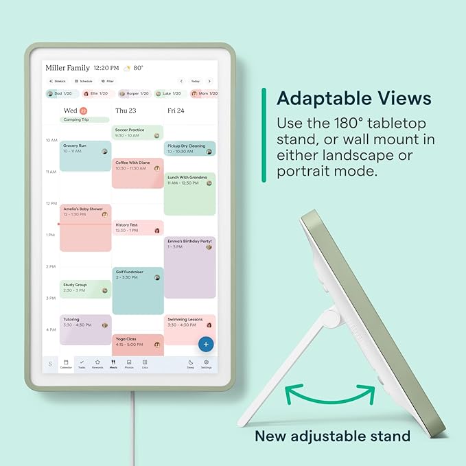 Skylight Calendar 2 - 15-inch Full HD Touchscreen Digital Calendar, Featured on Wirecutter - Wall Planner & Interactive Chore Chart, Smart Family Organizer, 16GB Storage, Wi-Fi, Wall Mount Included - Classic, Sage