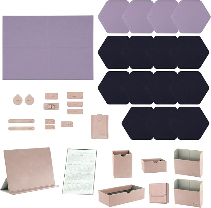 Magnetic Adhesive Hexagonal Plate with Storage Set Padfolio PU Leather Organizer (Set 4)