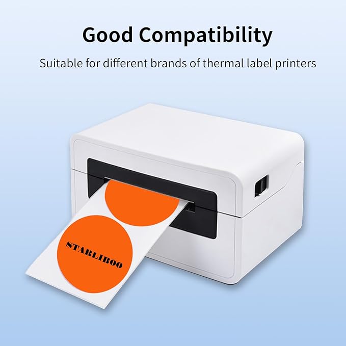 STARLIBOO Thermal Labels 3 inch, Round Thermal Printer Labels, Circle Direct Thermal Stickers for DIY Logo Design, Shipping, Name Tag, Compatible with Rollo&MUNBYN- Orange