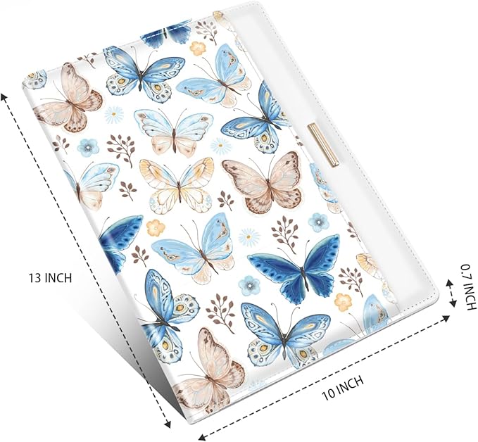 Padfolio/Resume Portfolio Folder for Women Men, WAVEYU Cute Chic Padfolio Cover Folder, Conference/Legal Document Organizer with Letter/A4 Size Clipboard, Document Sleeve, Butterfly