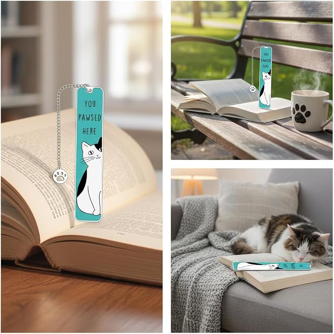Cat Gifts for Women, Cute Cat Bookmarks for Bookish Girls, Father's Day Cats Dad Gift, Birthday Graduation Gift for Cats Mom, Cats Themed Gift for Woman Men Boys, Reading Accessories for Book Lovers