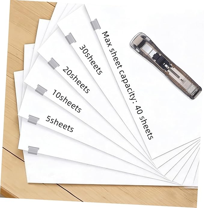 Reusable Paper Stapler with 2 Desktop Staplers and 200pcs Refill Clips, Paper Clip Dispenser for Office and Home Document Binding and Filing