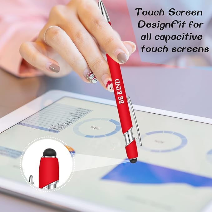 Zonon 12 Pcs Inspirational Pens Gift Set Funny Ballpoint Pen with Stylus Tip Motivational Graduation Gifts Bulk for Teacher Coworkers Nurse School Office Supplies(Rainbow Colors,Classic Style)